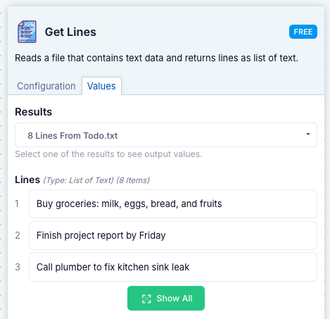 Get Lines component example